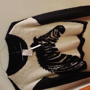 Eric & Lani New, Etcetera Black and White Zebra Sweater